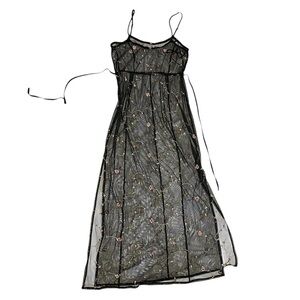 Black Floral Embroidered Maxi Dress